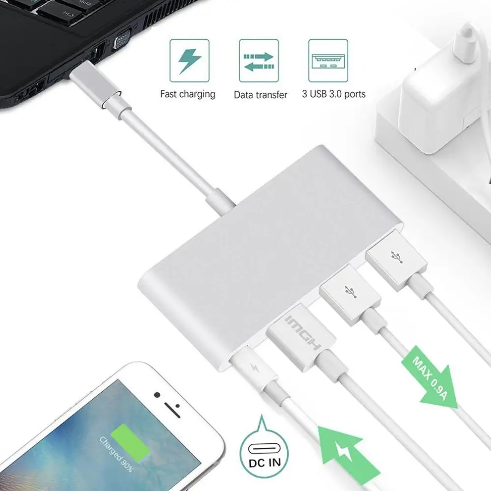 Usb-концентратор на HM 4k Тип c 2 Usb3.0 Pd адаптер Портативный конвертер многопортовый зарядный