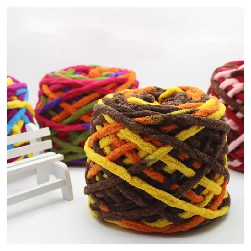 Wholesale Weaving Yarn Blanket Super Soft Chenille-Style Polyester Yarn Chunky Yarn Chenille Hand Knitting For Home