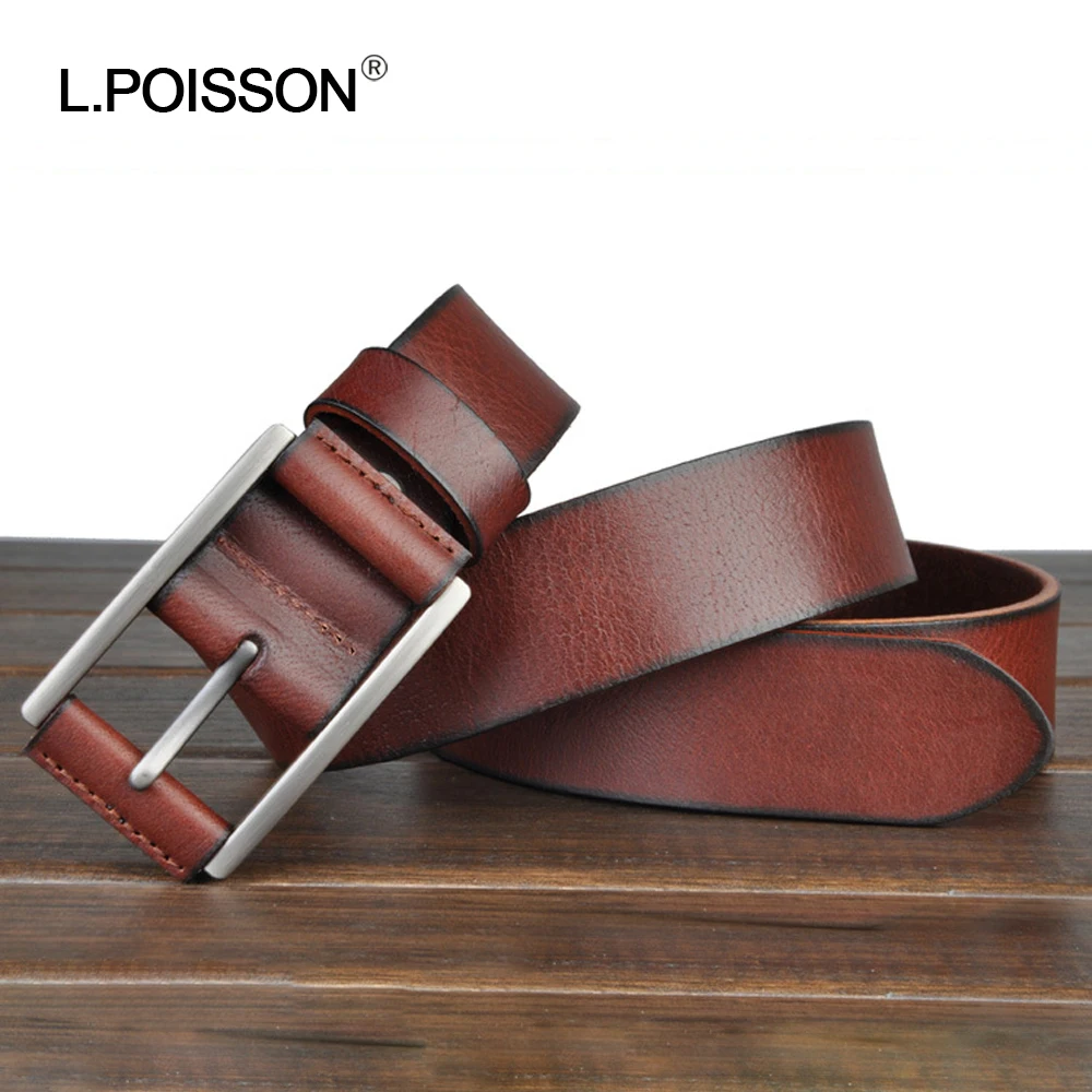 L.Poisson Top Grain Cow Leather Unisex Belt China Factory Classical Style Belts