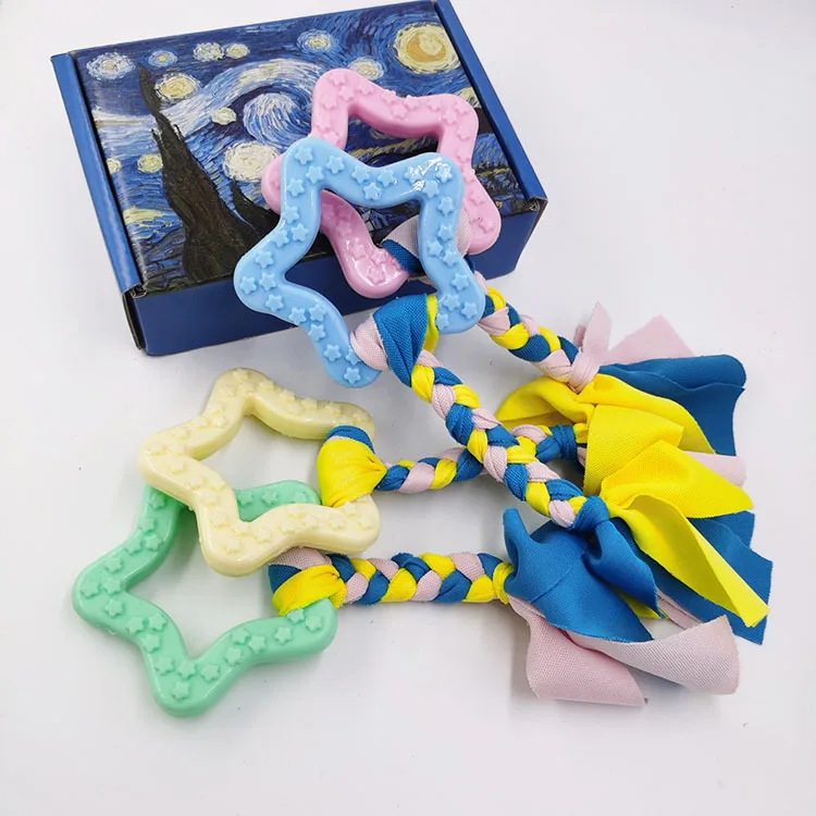 Eco friendly cut star rope small dog dental toy