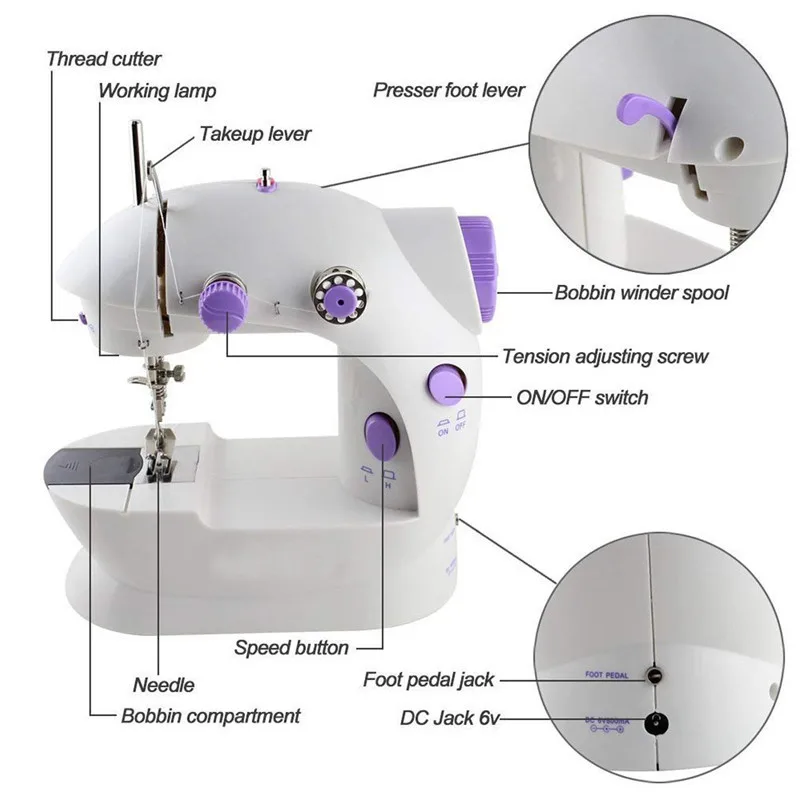 Mini Sewing Machines Electric Tailor Domestic Home Use Factory Price Industrial Lockstitch Wig Leather Brothers Parts Shoe