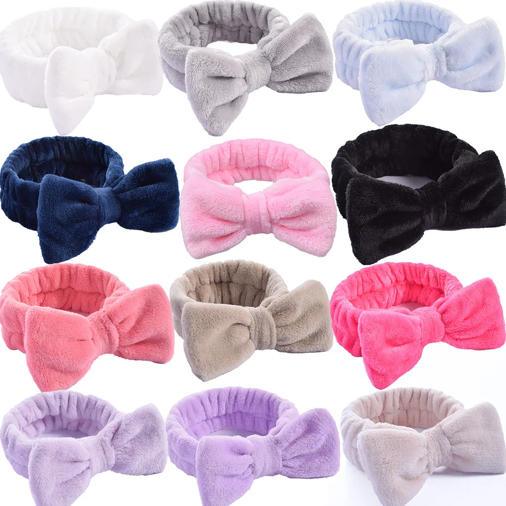 Microfiber Bowtie Headbands Facial Makeup Headband Cosmetic Bowknot Wash Spa Yoga Sports Shower Elastic Hair Band