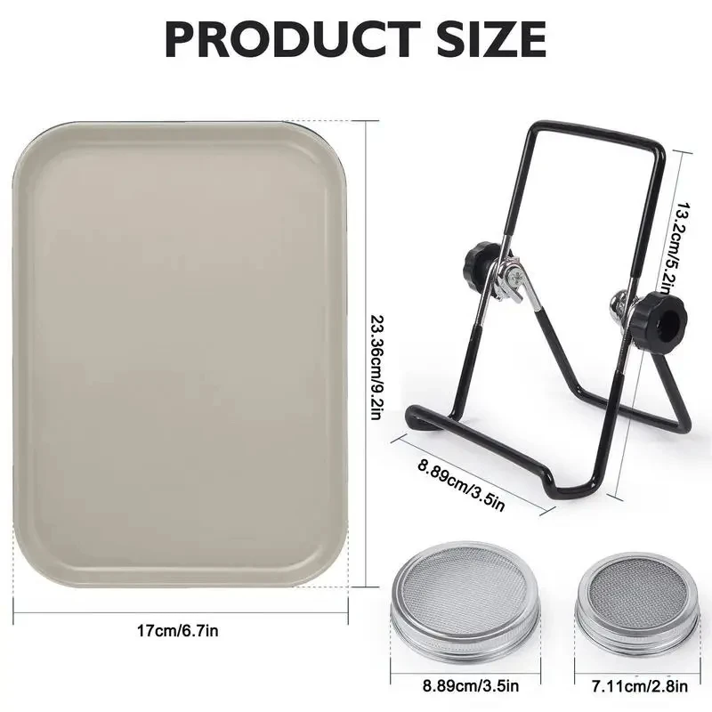 Sprouts Growing Kit Stainless Steel Mason Jar Sprouting Jar Lids For Mung Bean Mason Sprouting Jar Kit With Drip Tray Label