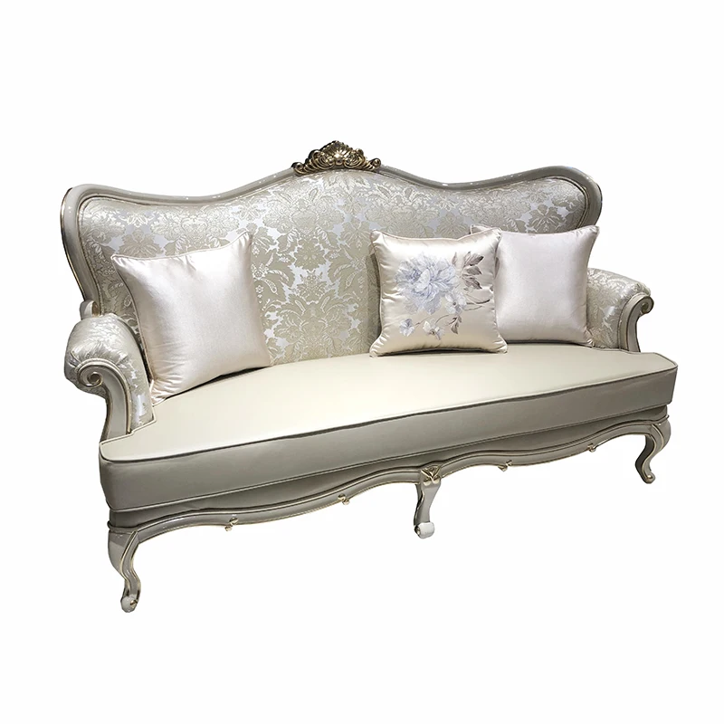 European 123 combination of new classical French sofa luxury solid wood cloth sofa