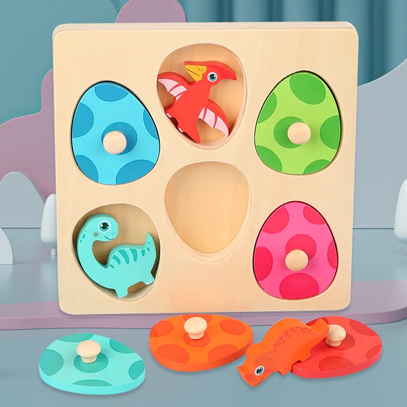 Montessori Puzzle Dinosaur Tyrannosaurus Pterodactyl Cognitive Grabs Board Brain Games Jigsaw Toy Educational toys For Childrens