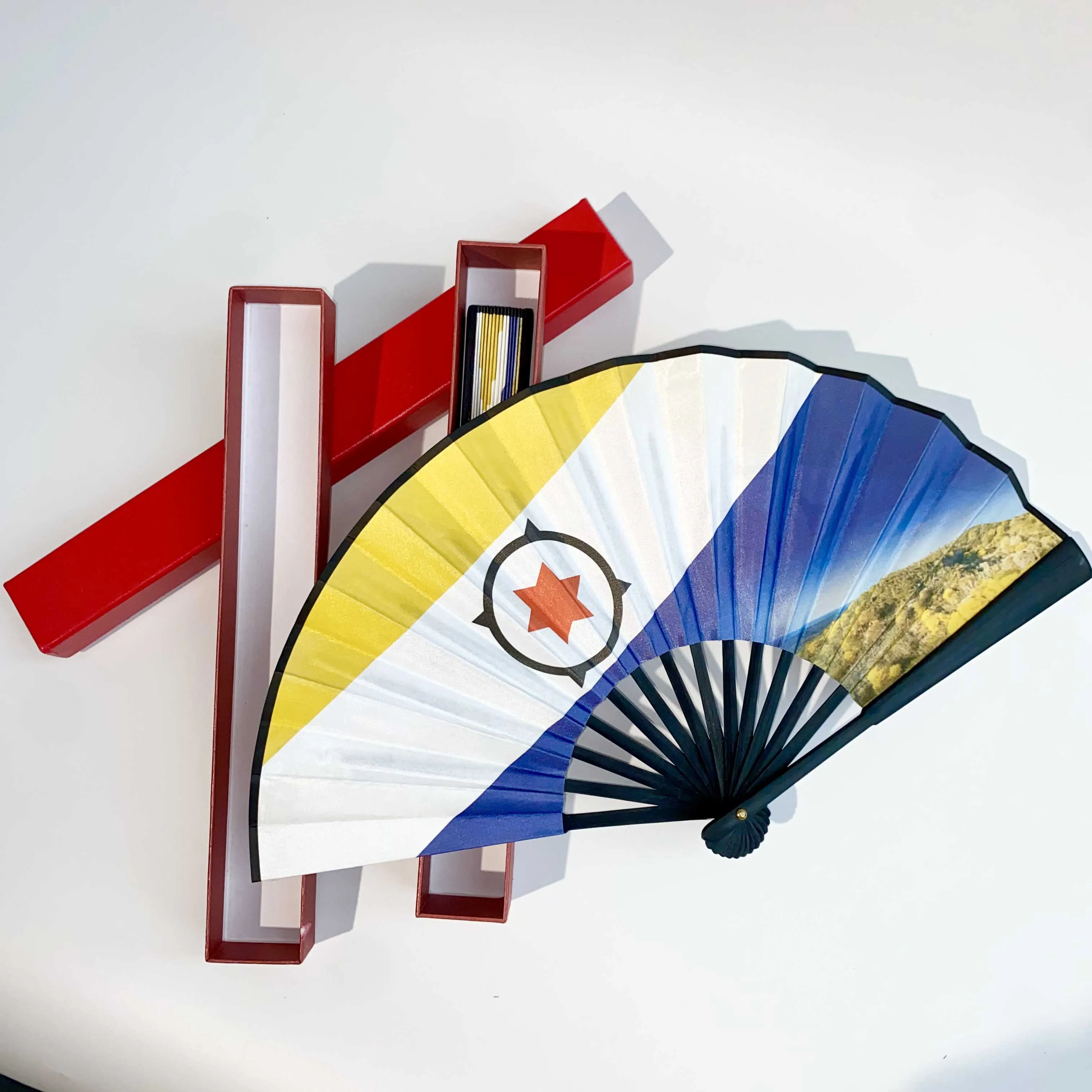 Customized Logo Folding Wedding Hand Fan Folk Art Bamboo Design Carved Business Gift for Guests Personalized Printed Style