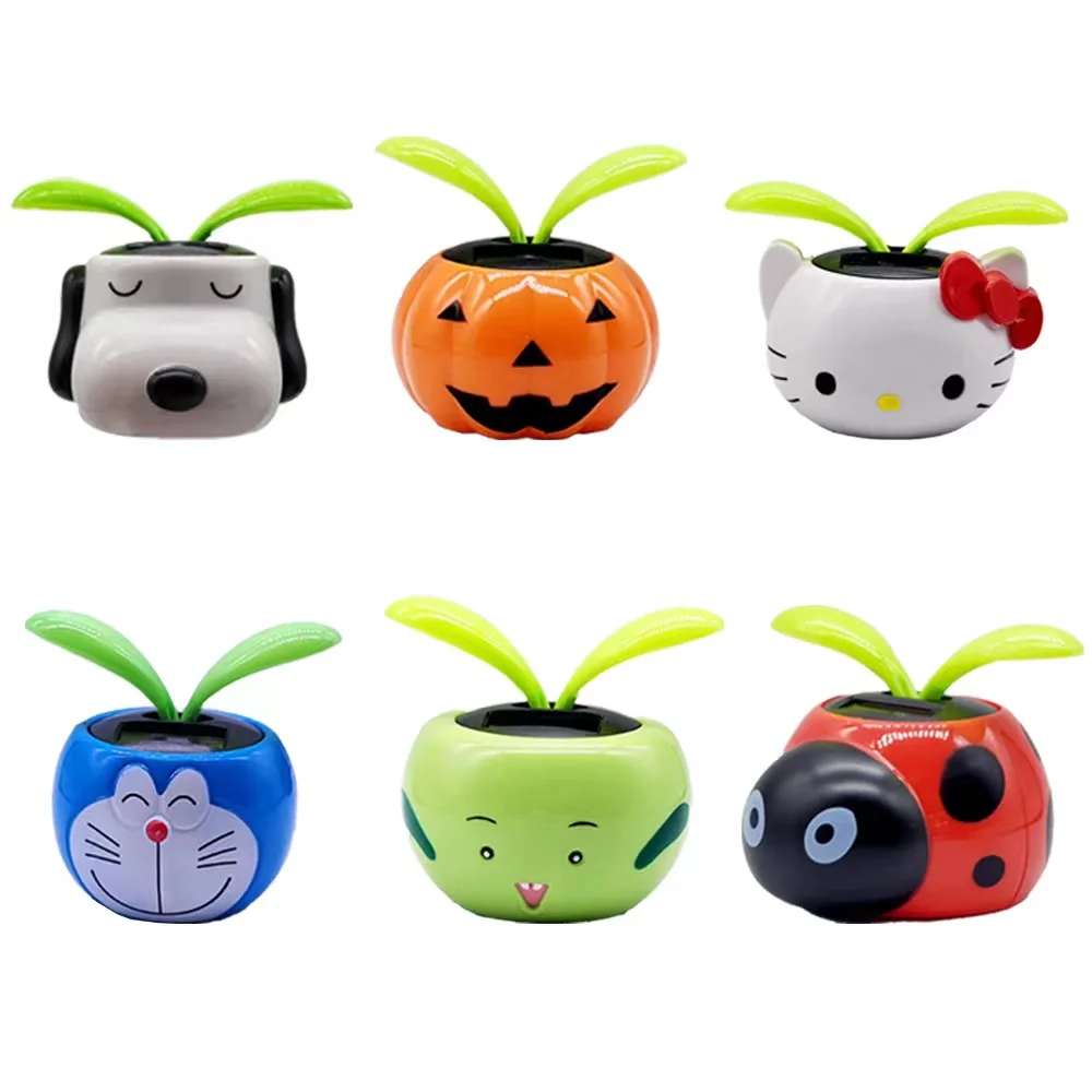 Solar Powered Dancing Flower in Colorful Animals Pots Flip Flap Animated Bobblehead Dancer Window Cartoon Toys