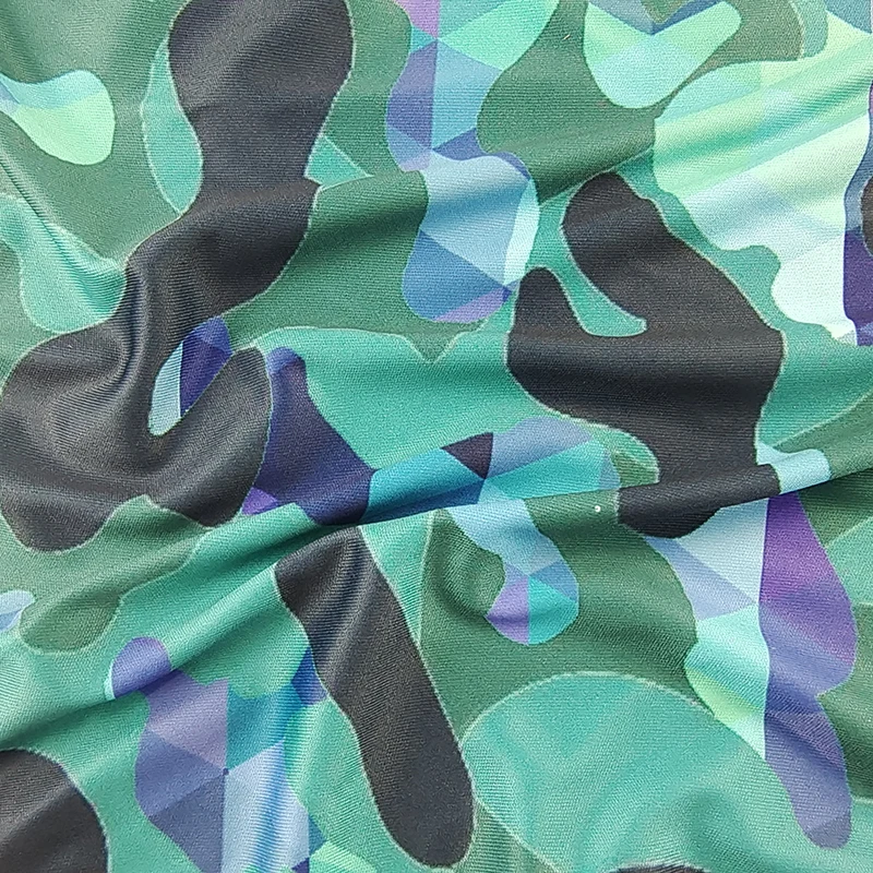 Latest design 100% polyester coolpass feature camouflage knitted jersey fabric