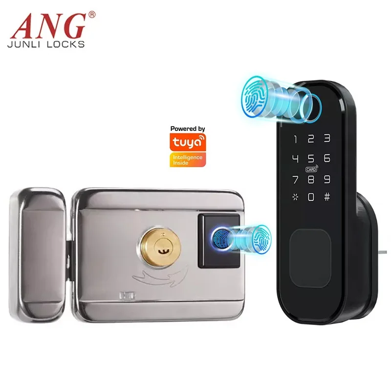 Smart Double Side Fingerprint Door Lock Remote Control High Security Key Tuya Digital Door Lock