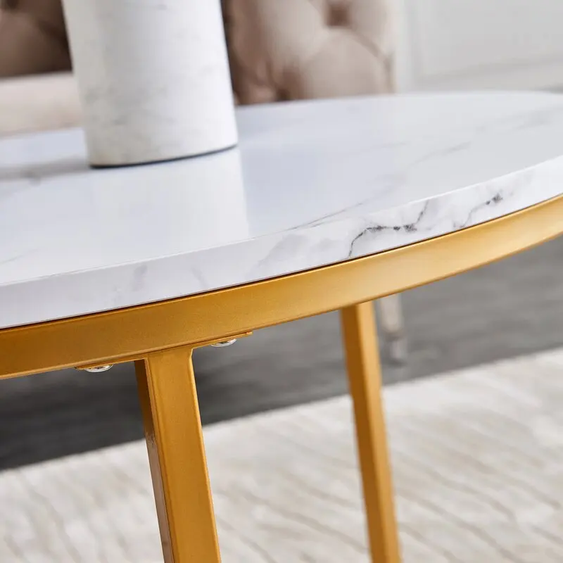 Modern Gold Stainless Steel Leg Marble Top Round Living Room Home Furniture Luxury Side Center Coffee Tea Table