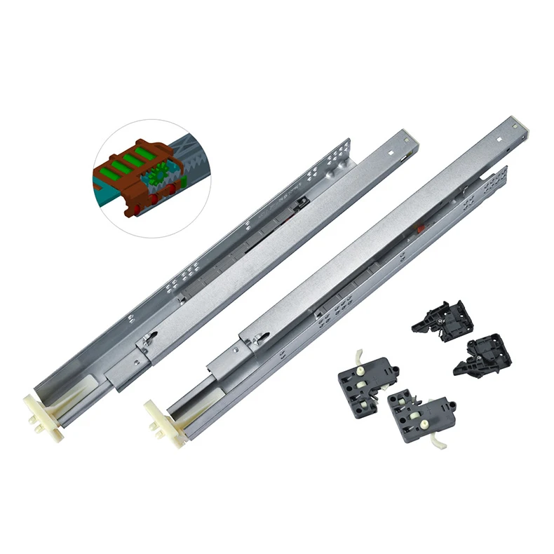 Ronghui Soft Close Full Extension 3 Section Damping Telescopic Channel Drawer Hidden Slide Rails