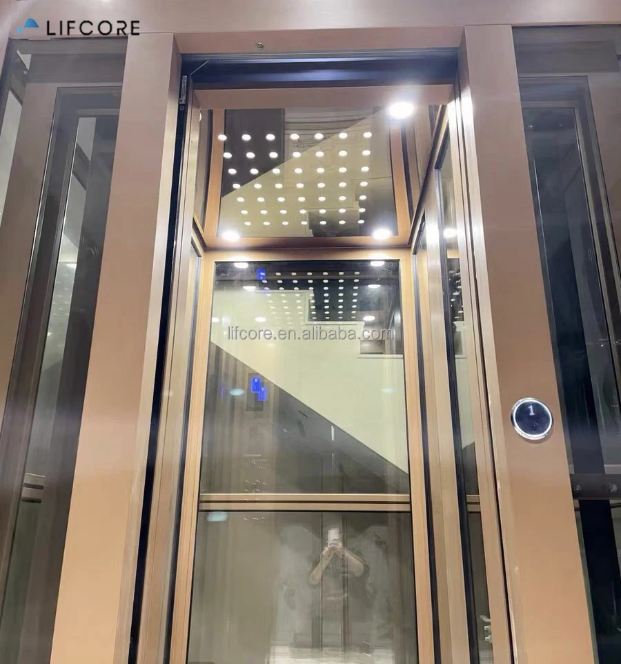 Aluminium shaft small footprint mini house lift elevators small home with safety rope