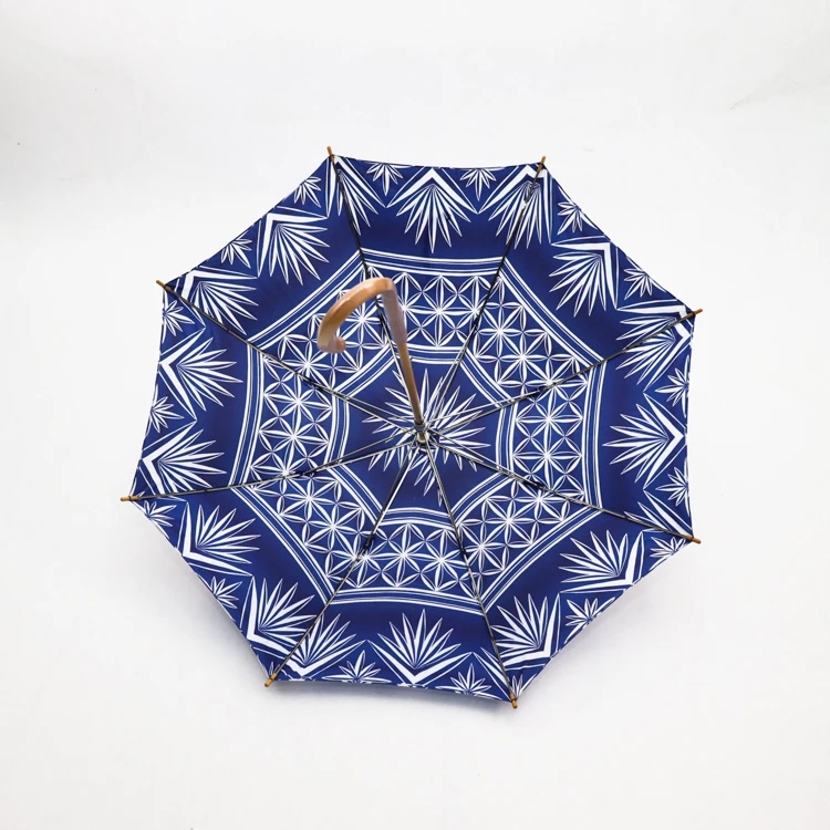 TC Fabric sun umbrella Japanese design with J shape Wooden handle for lady style in 21inch wedding umbrella