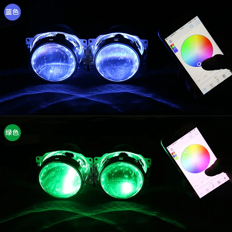 
CQL Kvisuauto Car RGB App headlight Projector LED Devil Eyes angel eyes 