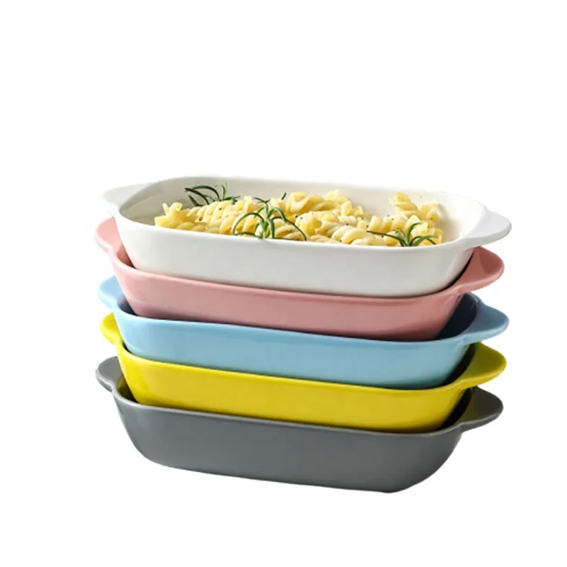 10 inch Colorful glaze Ceramic Baking Dish Set for Oven Roasting Lasagna Pan Bakeware Set ceramic plates sets dinnerware
