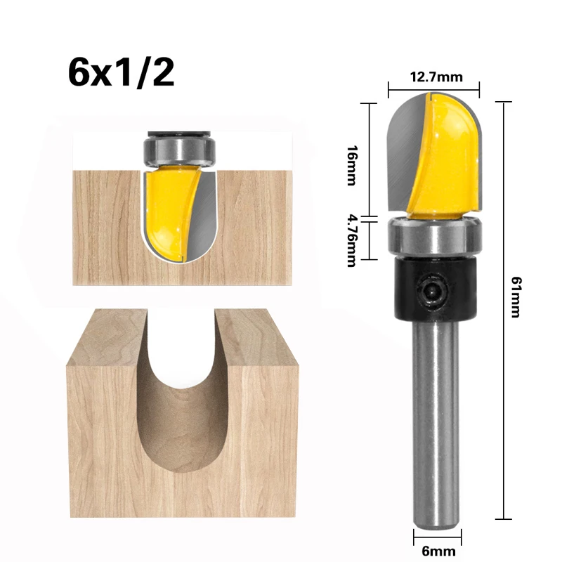 6 Shank 6-Piece set of Copying Slotting Knives Bearing Slotting Knives V-Shaped Knives Wood Router Bits