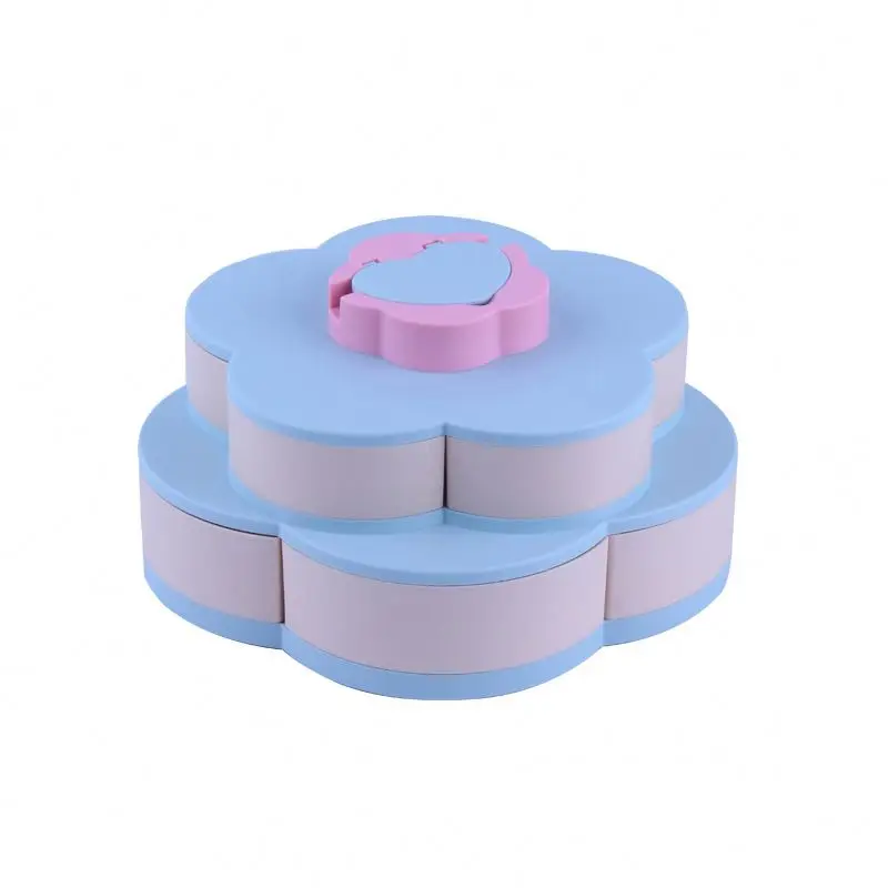 Single Layer Two Color Food Storage Tray With Small PartitionsRotary Switch Nuts Food Sub-grid Storage Box