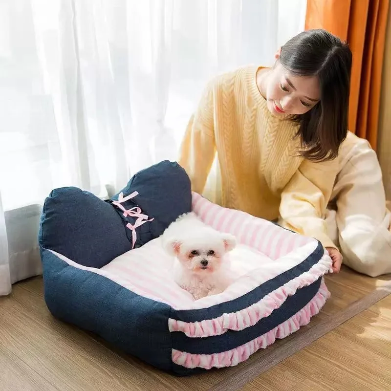 Can be dismantled and washed small medium and large dog litter cat litter autumn and winter dog house Teddy poodle cat house