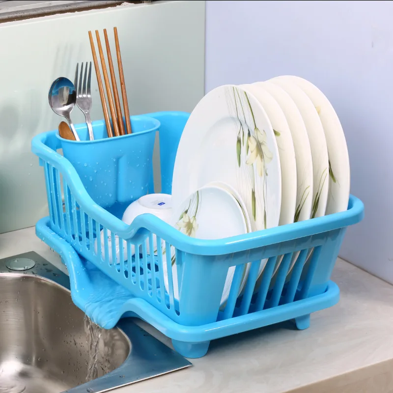 Multifunction PP Plastic Kitchen Cutlery Organizer Basket Bowl Dish Self-Draining Storage Holder and Racks