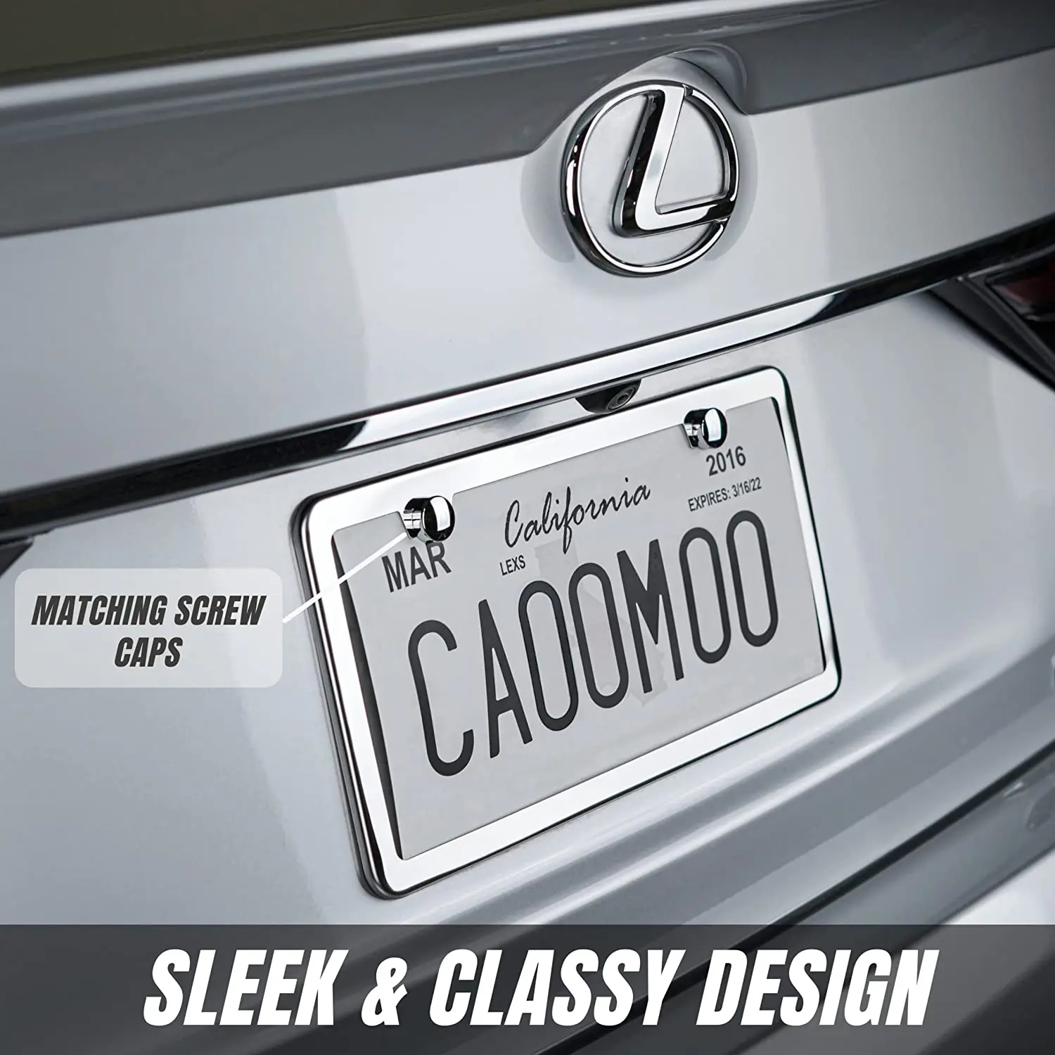 Rust-proof, weatherproof car license plate cover Flat hole stainless steel license plate frame