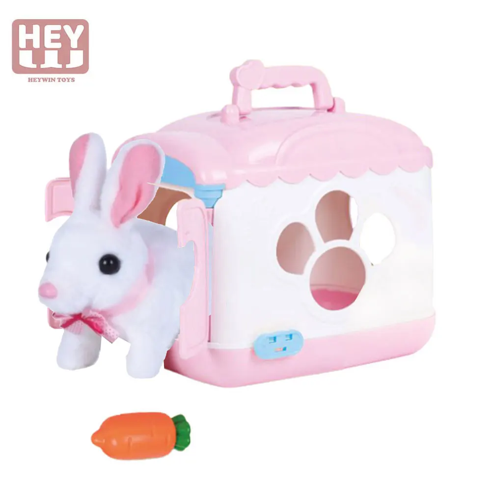 HEYWIN Plush Rabbit Toys for Kids,  voice control Stuffed Bunny with Electric pet cage best gift for children birthday (933-26E)