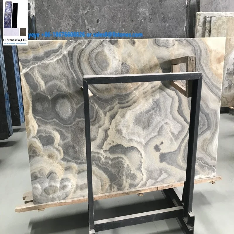 A quality Yellow Onyx marble polished slabs white onyx cut to size and marble table top Foshan factory price
