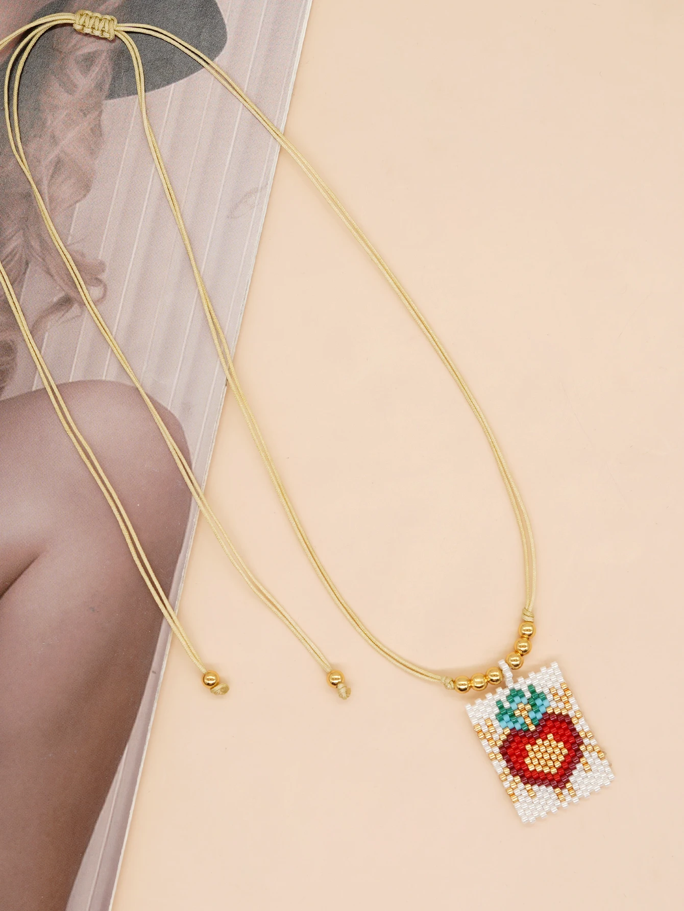 Go2boho Bohemian Gold Plated Beaded Necklace Women Pendant Heart Charm Handmade Colorful Fashion Jewelry Miyuki Bead Necklace