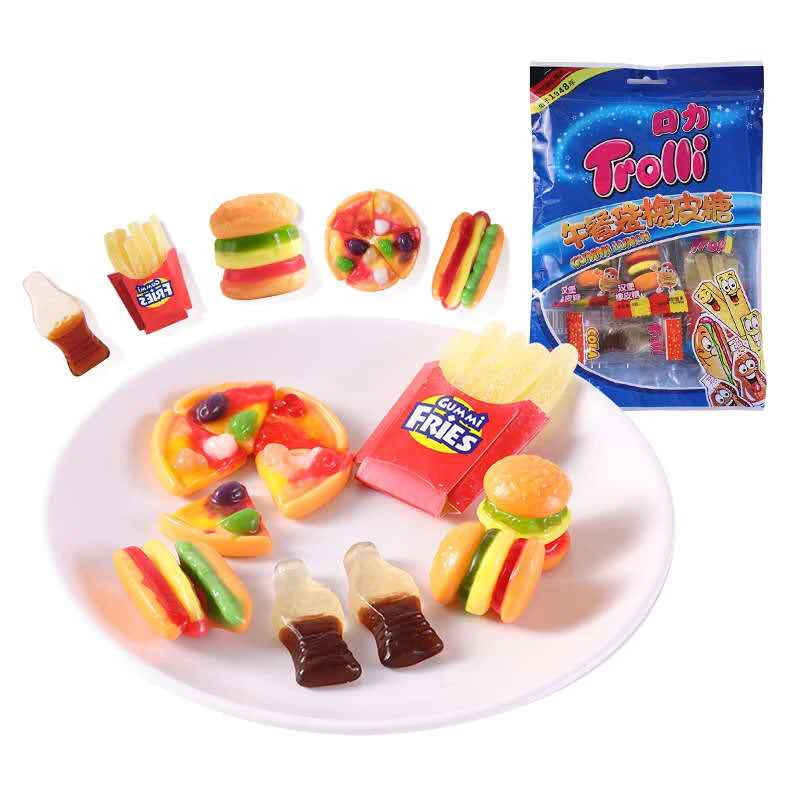 Creativity Cola Bottle Pizza Hamgueger Chips Shape Fudge Set Fruity Flavour Gummy Sour Candy