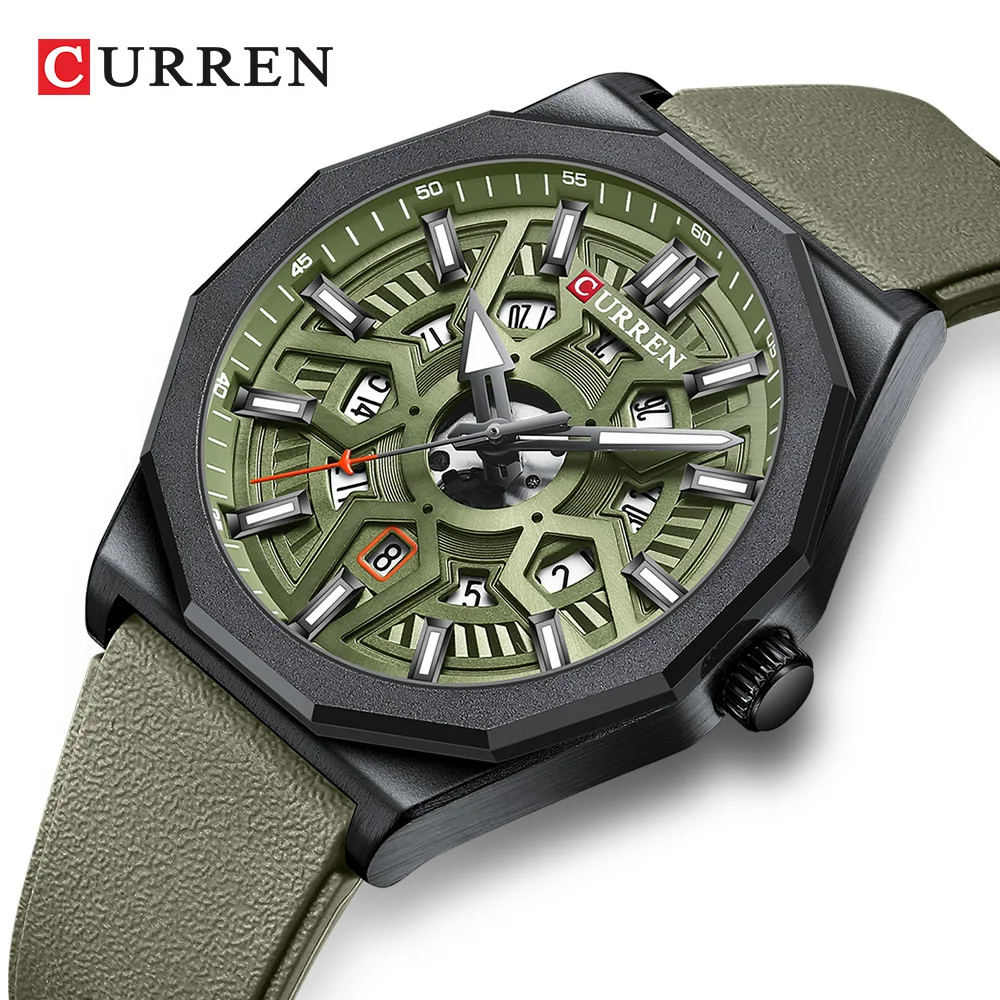 CURREN 8437 Top Brand Fashion Casual Quartz Wristwatches With Date Sports Silicone Strap Hollow Design Luminous Watch