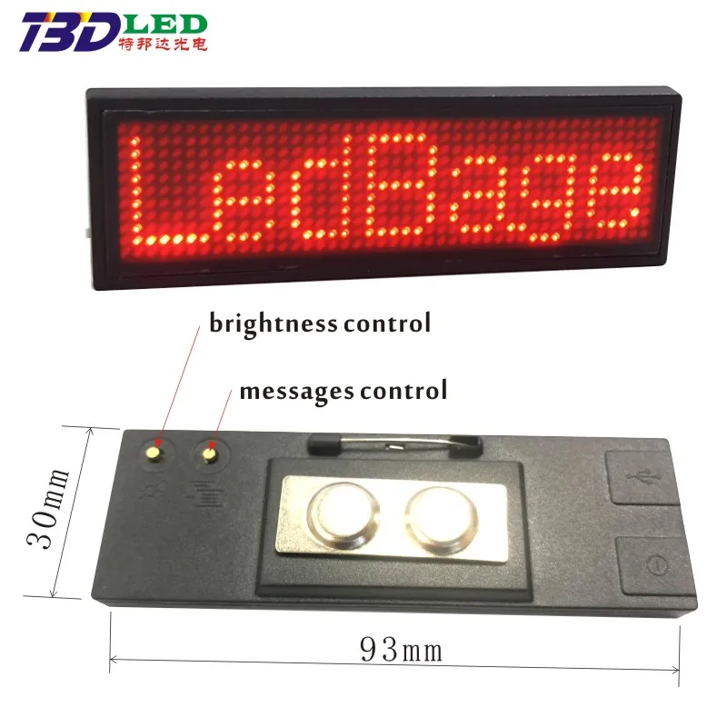 USB Scrolling LED name Badge message light up led Sign pin addressable name display led badge led tag PC Software Editable