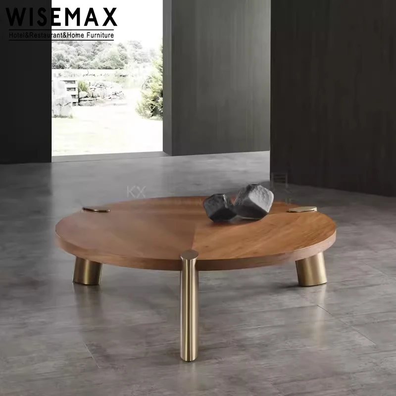 WISEMAX FURNITURE Nordic Simplicity style Elegant Metal hotel-grade tea table Solid Wood durable Marble Coffee Table for home