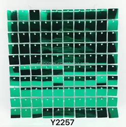 Iridescence transparent back emerald mirror sequins glitter wall trim