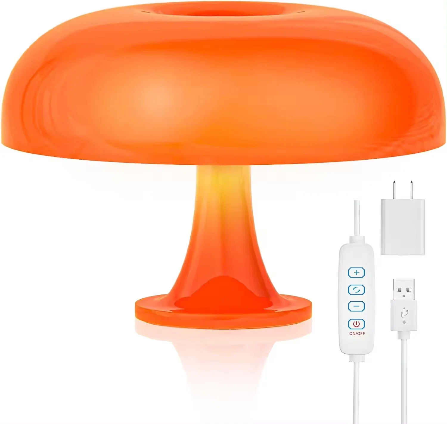 70s Mid Century Modern Decor for Bedroom Orange Retro Donut LED Table Lamp with 3 Lighting Modes