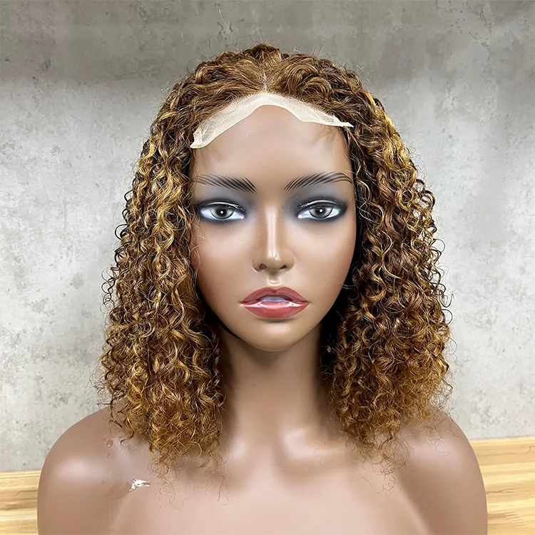 10A Double Drawn Virgin Cuticle Aligned Funmi Curly P4/30 Color Pissy Two Curl Fumi Human Hair Wig
