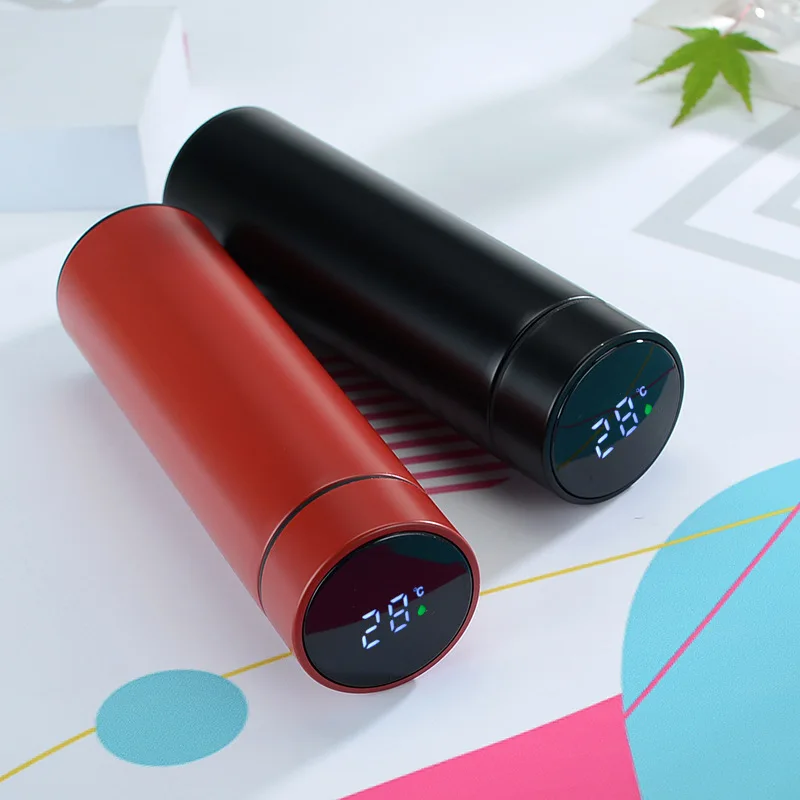 Custom logo 500ml Thermos Stainless Steel Water Bottle  Vacuum Flask for Business  School with Digital LED Display  Tea Infuser