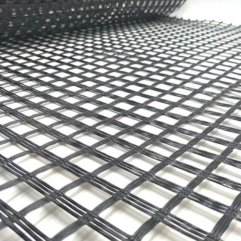 Geogrid factory direct selling glass fiber polyester plastic material grid for roadbed reinforcement earthwork