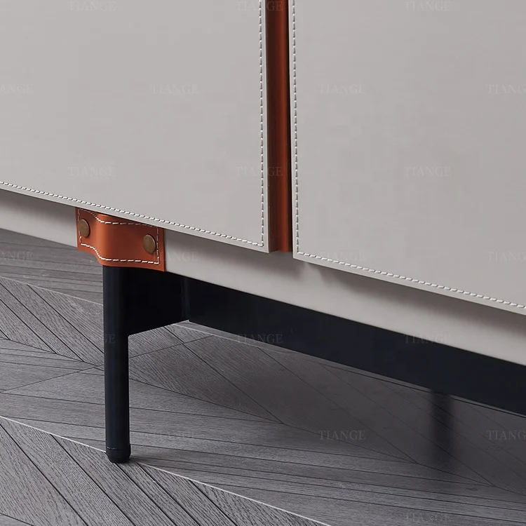 Wholesale Living Room Furniture Luxury Modern Wood Veneer Storage Cabinet Metal Leg Buffet Sideboard Cabinet with 4 doors