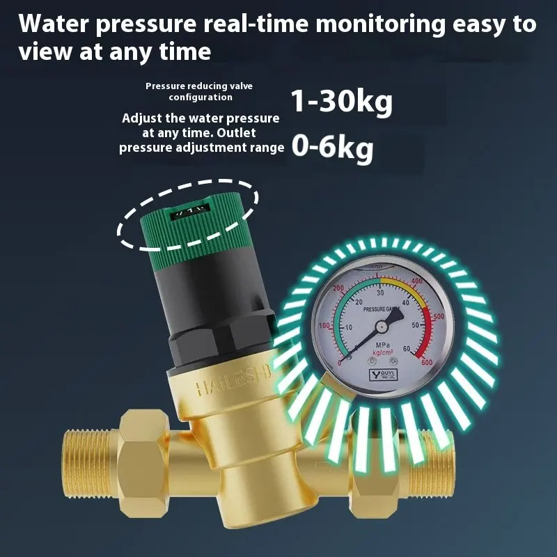 Hight quality Control water pressure brass pressure reducing valve with Gauge for whole house relief valve