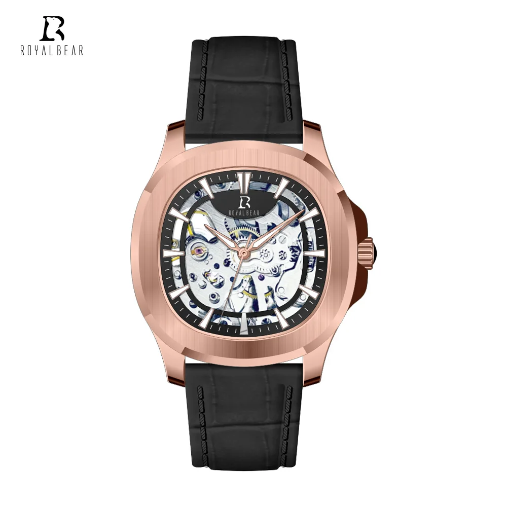 Luxury skeleton unique men wrist automatic mechanical watch