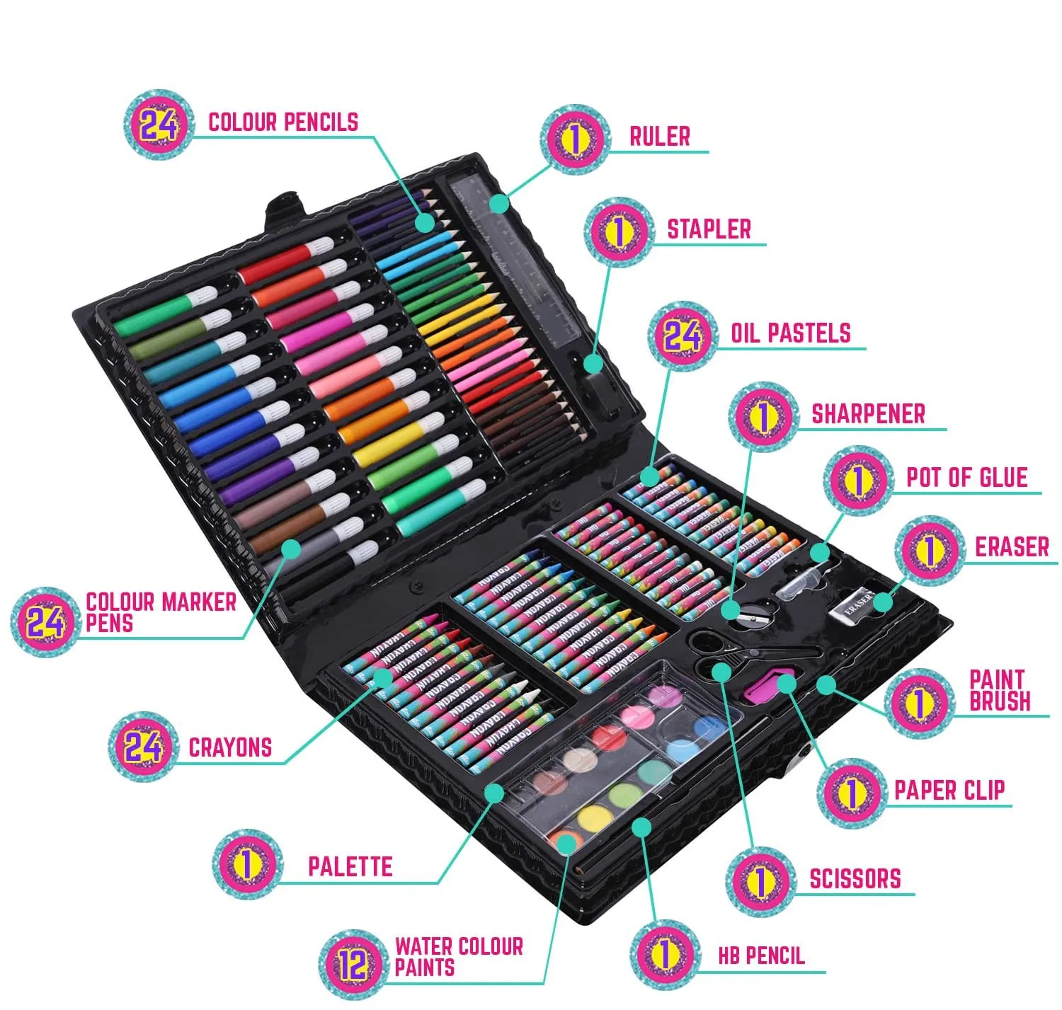 118 pcs Party Favors Age 3+ professional Non-Toxic drawing painting art stationery kids art sets