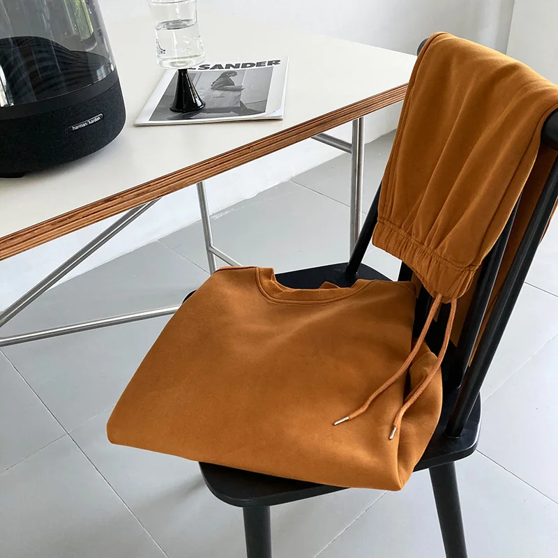 Women custom tracksuit with logo girl loose knit pullover jogging sweater unisex oversize hoodie sweatsuits sets two piece.