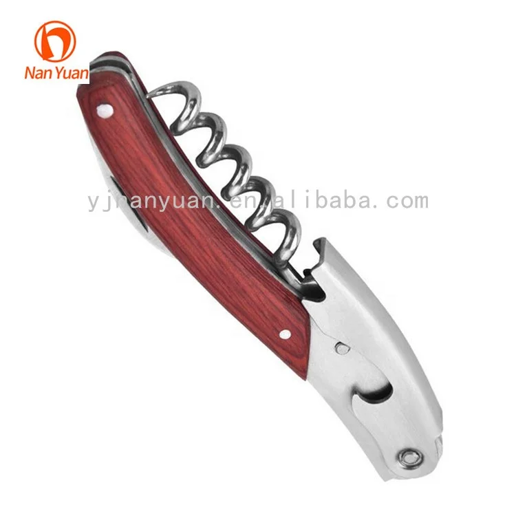 Double hinged corkscrew opener customized wooden corkscrew