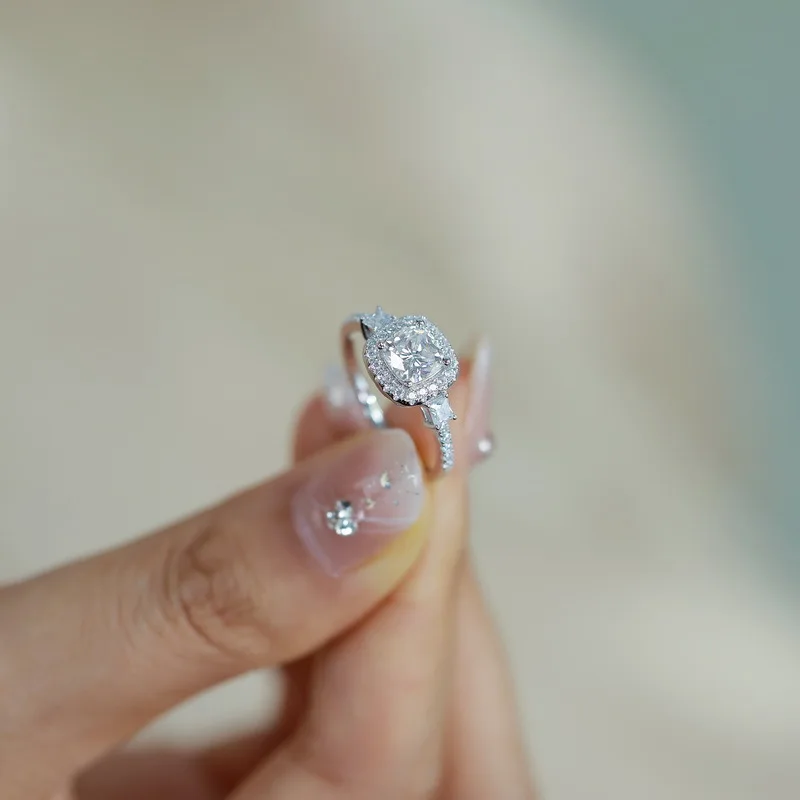 Fashion wedding diamond jewelry 925 sterling silver ring emerald lab grown diamond custom cheap good price diamond ring