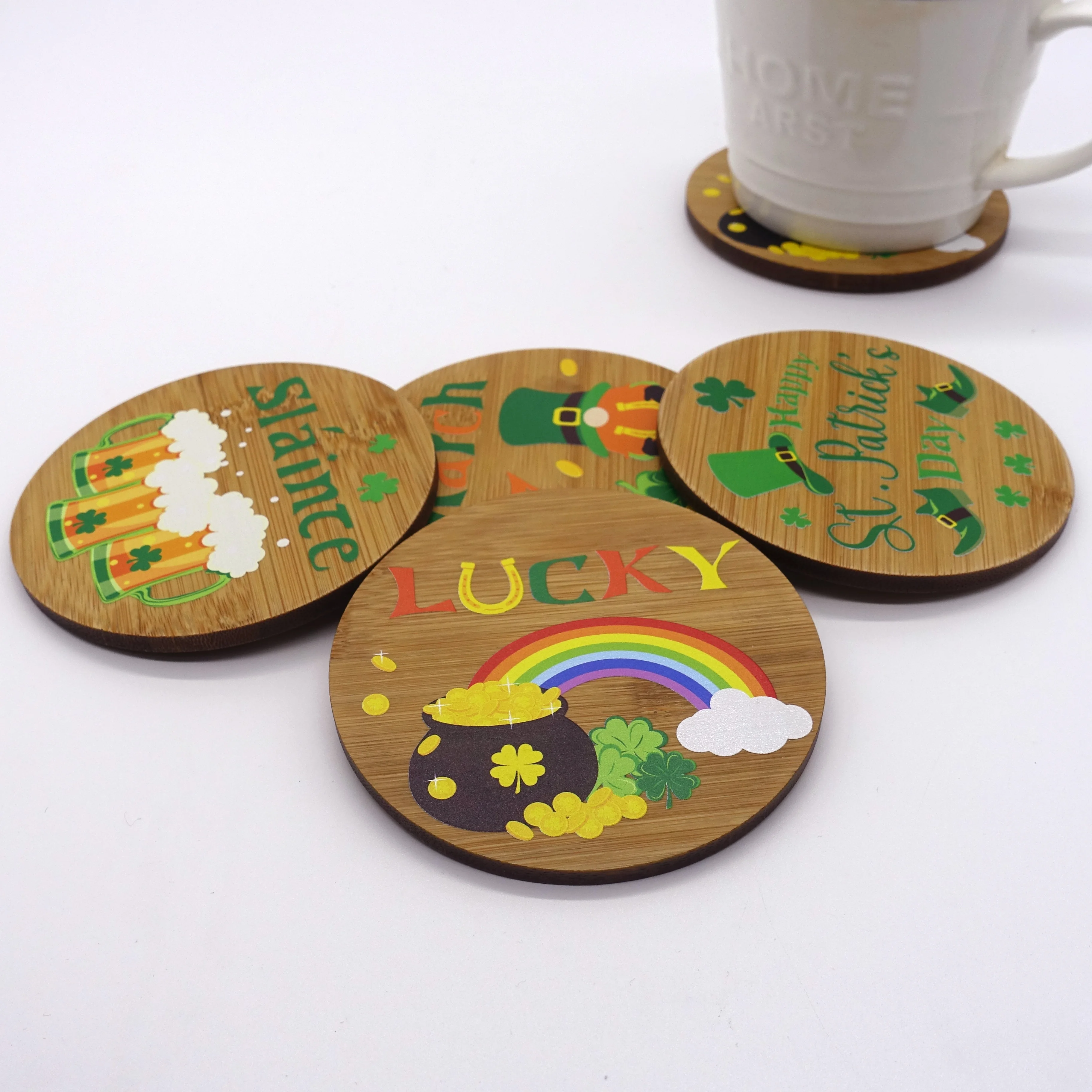 Wedding Cute MDF Custom Printing Logo Coffee Tea Beer Mug Cup Sublimation Wood Coaster Wooden Coasters For Drinks