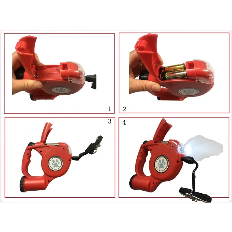Automatic Retractable Leash 4.5M LED Flashlight Pet Dog Leash Lead with Garbage Bag