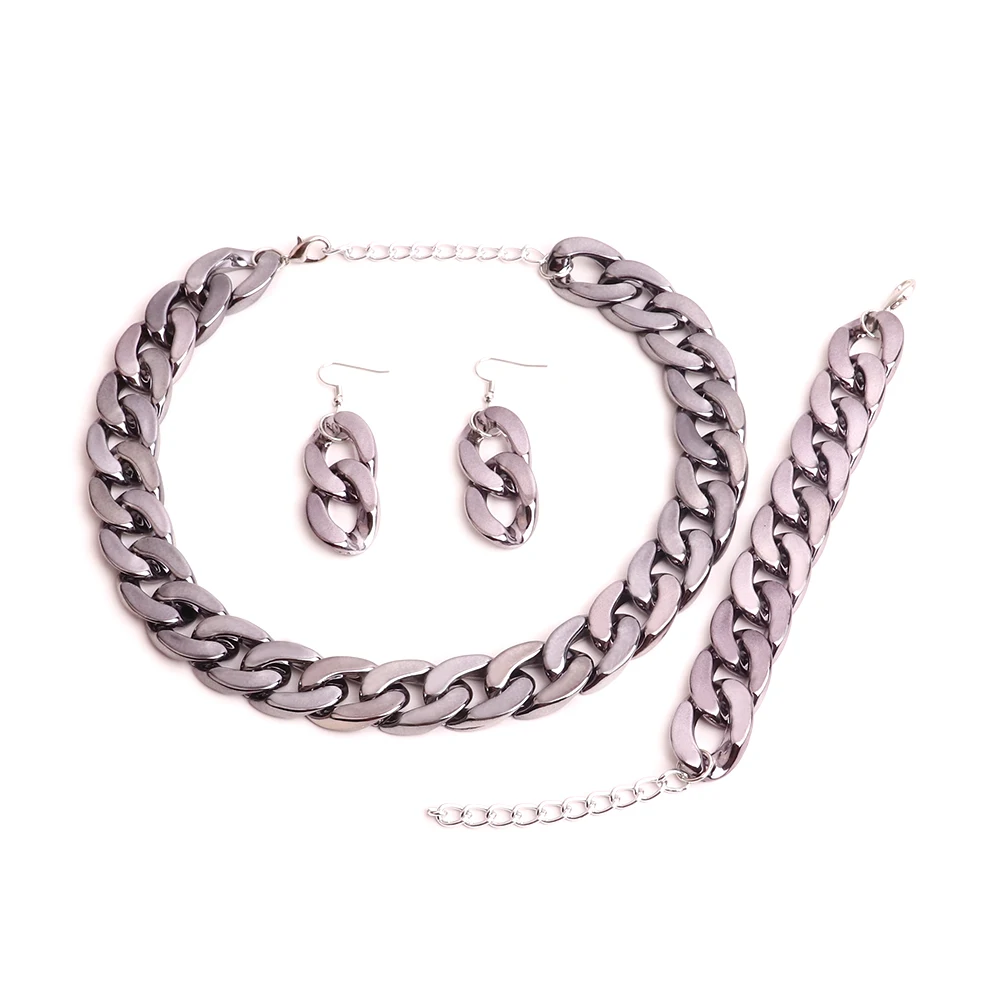 Colorful bright bracelet earrings necklace set temperament woman personality jewelry