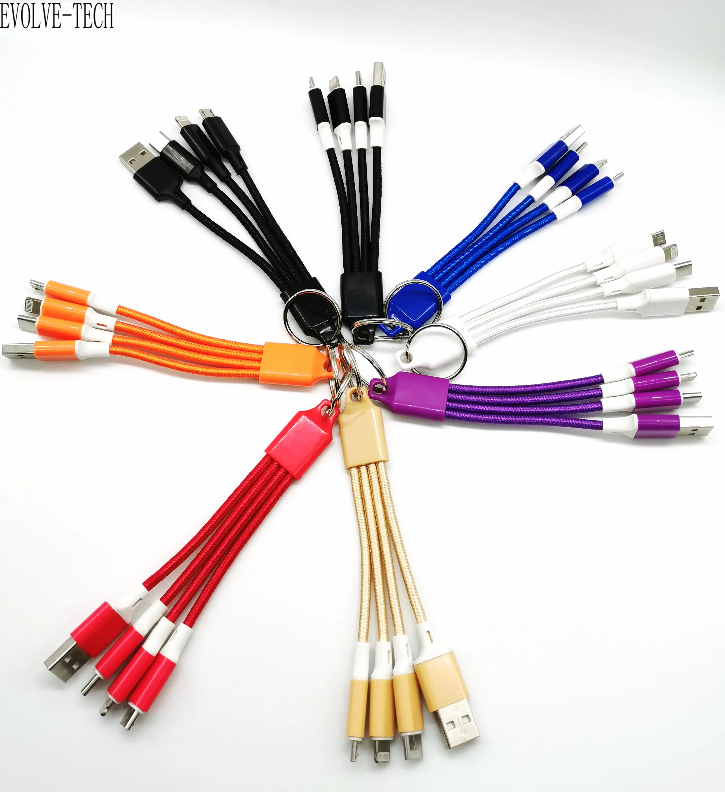  0 13 М Портативный Плетеный Многофункциональный 3 в 1 брелок USB зарядный кабель Быстрая зарядка 8pin micro type c