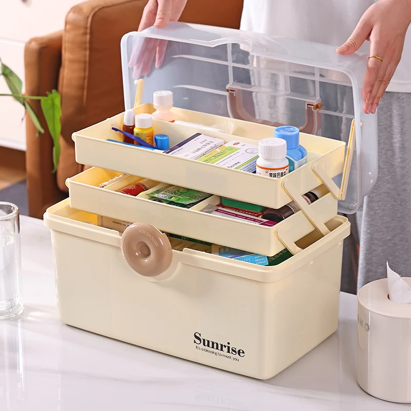 Home storage & organization Plastic First Aid Kit Organizer Makeup Storage Boxes Pill Case Medicine Containers with Lock