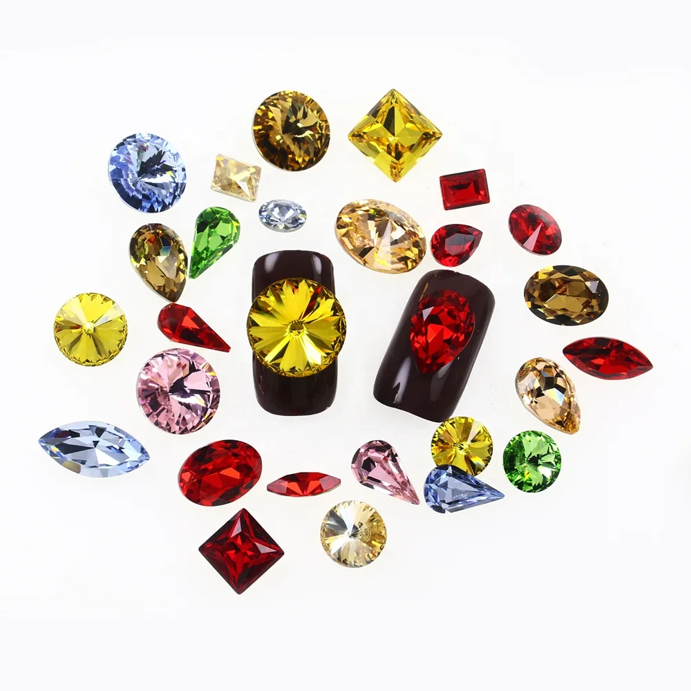 100pcs mixed sizes point back crystal nail art rhinestones for nail decoration DIY