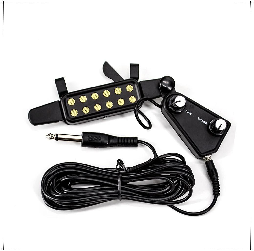 12 Sound Hole Magnetic Pickup Transducer with Tone and Volume Control, Suitable for Most Acoustic Guitar